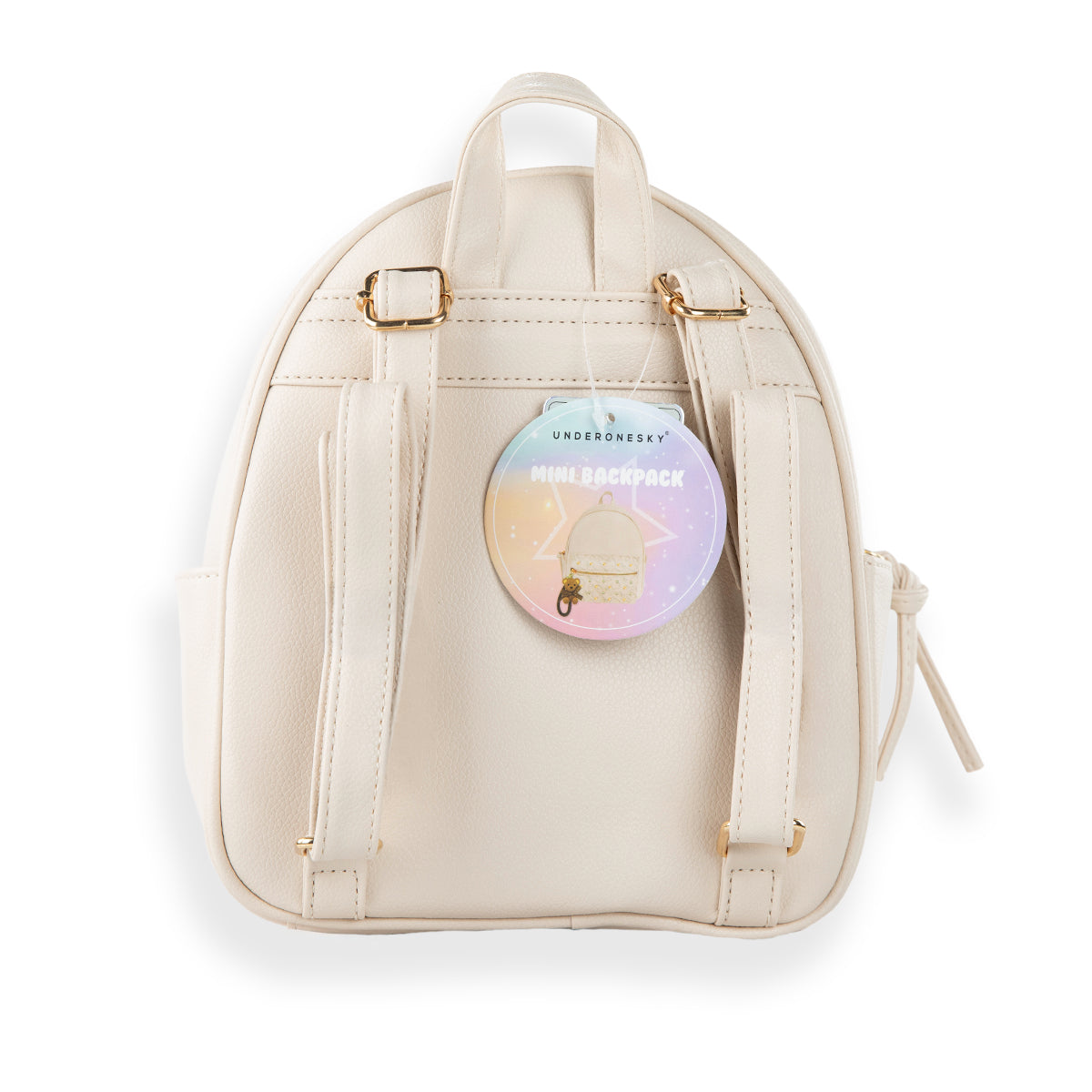 Heart-Quilted Mini Backpack with Bear Charm