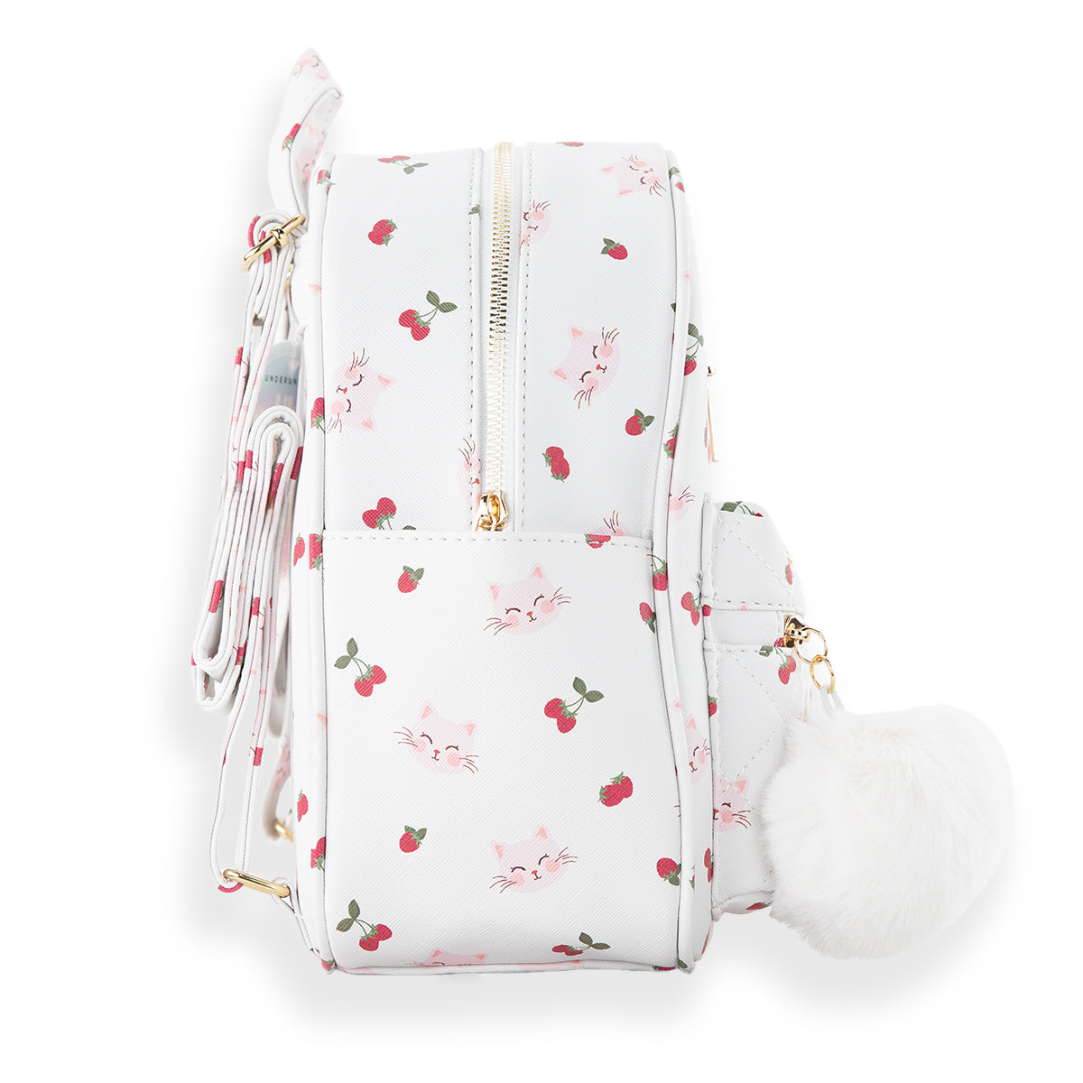 Kitten & Strawberry Quilted Mini Backpack Set