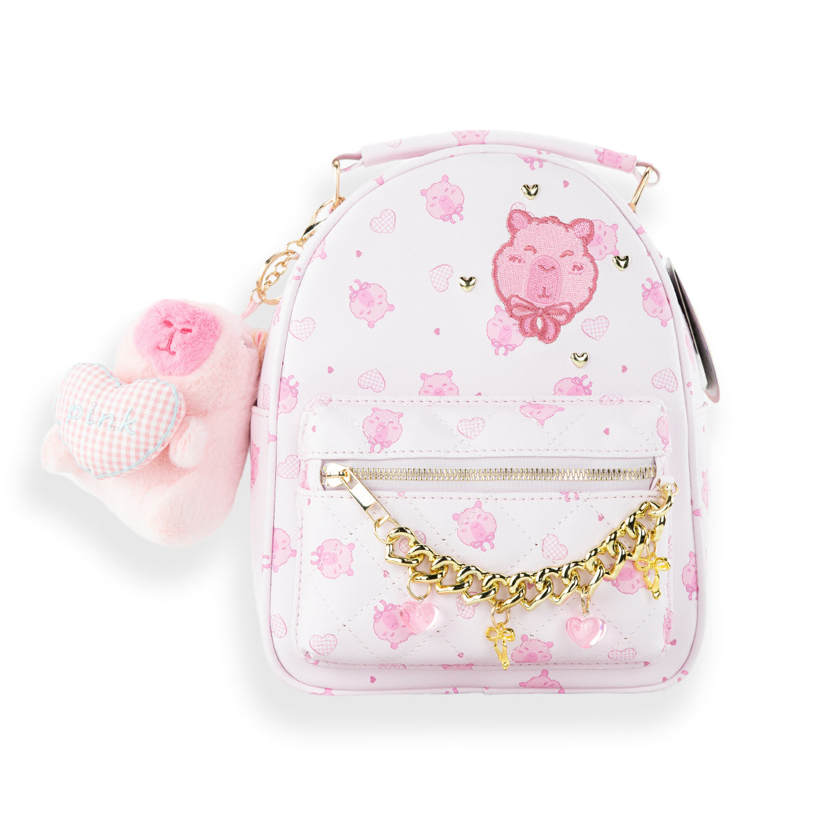 Candy Pink Capybara Mini Backpack Set